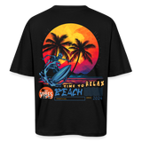 Eryan, Surfen, 1st | Breezy, Oversized Unisex T-Shirt - Schwarz