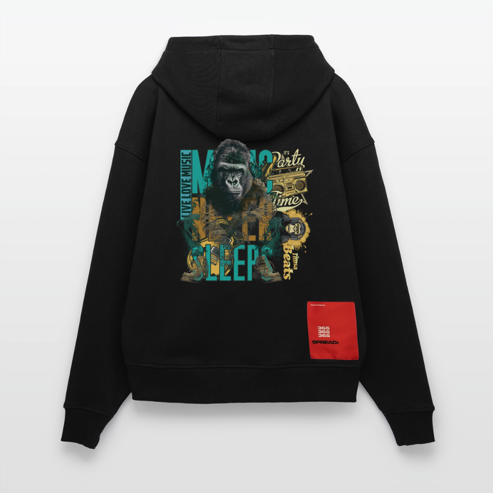 Herakles, Gorilla, 1st | Heavyweight Oversized Bio Hoodie, Unisex - SOLID BLACK