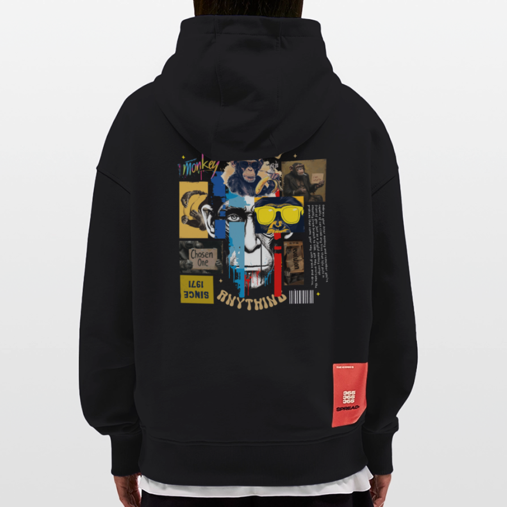 Xurjin, Affe, 1st | Heavyweight Oversized Bio Hoodie, Unisex - SOLID BLACK