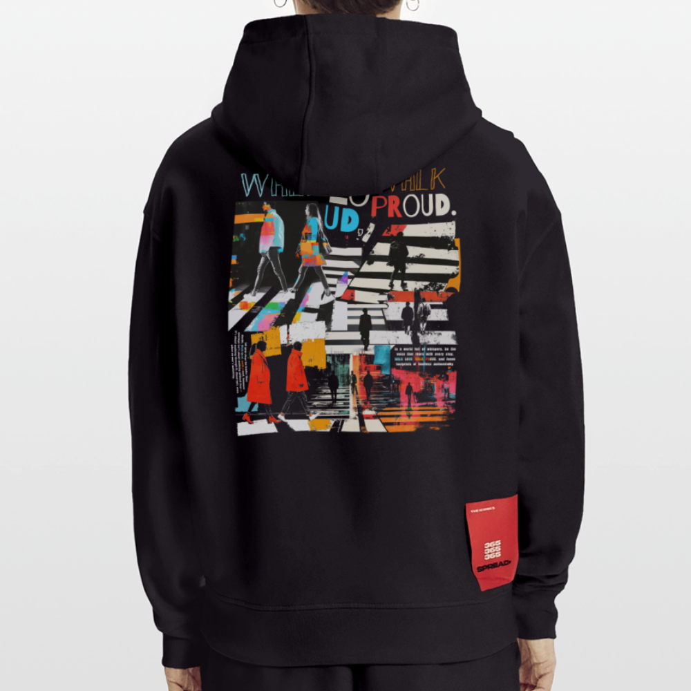 Anankean, Zebrastreifen, 1st | Heavyweight Oversized Bio Hoodie, Unisex - SOLID BLACK