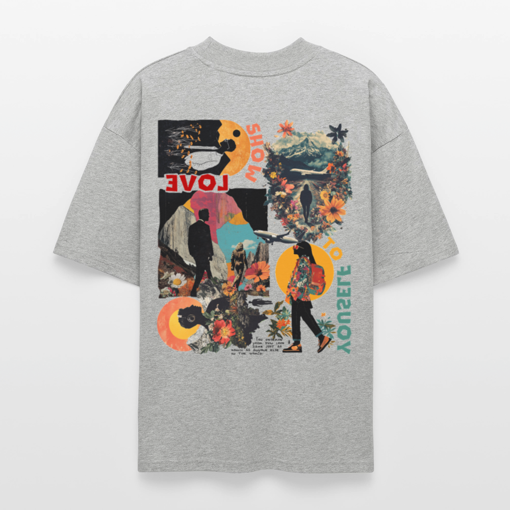 Vaelthorn, Berge, 1st | Blaster, Oversize Bio T-Shirt, Unisex - Grau meliert