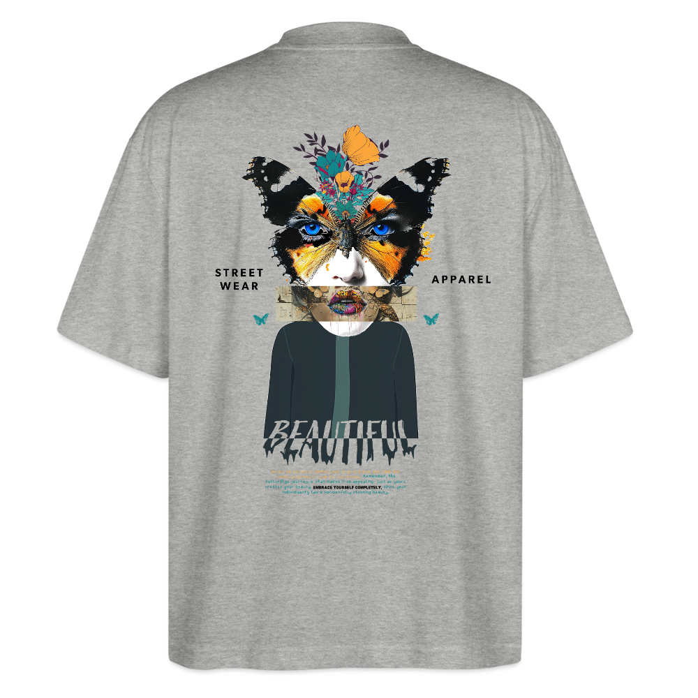 Siriothis, Schmetterling, 1st | Blaster, Oversize Bio T-Shirt, Unisex - Grau meliert