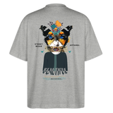 Siriothis, Schmetterling, 1st | Blaster, Oversize Bio T-Shirt, Unisex - Grau meliert