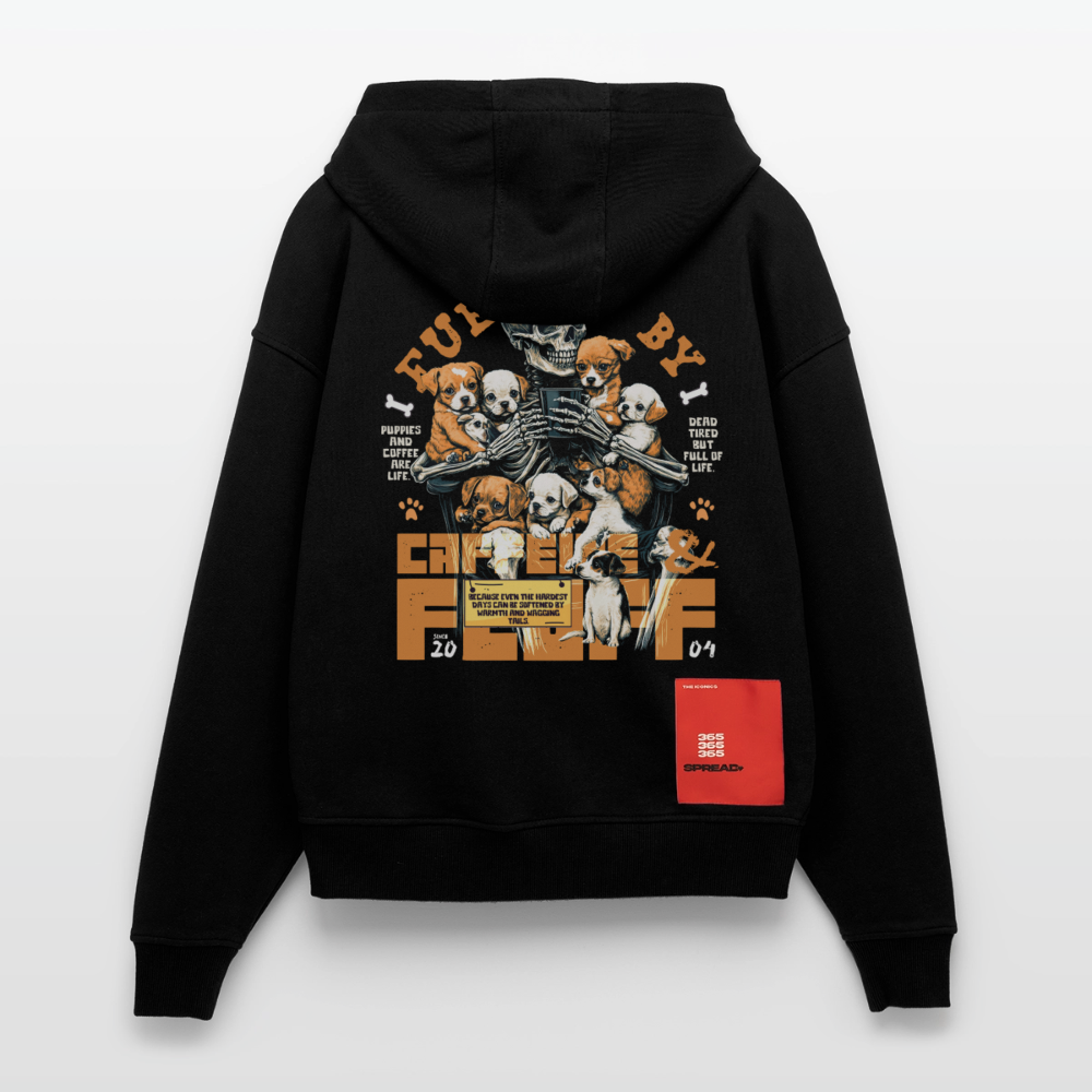 Nyxian, Skelet & Welpen, 1st | Heavyweight Oversized Bio Zip Hoodie, Unisex - SOLID BLACK