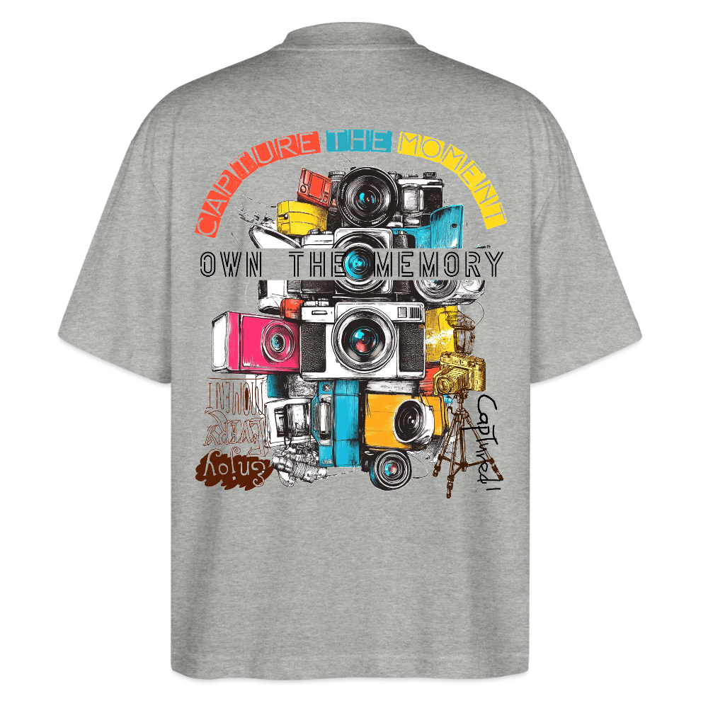 Zarethor, Kamera, 1st | Blaster, Oversize Bio T-Shirt, Unisex - Grau meliert