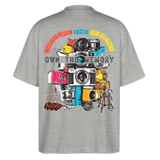 Zarethor, Kamera, 1st | Blaster, Oversize Bio T-Shirt, Unisex - Grau meliert