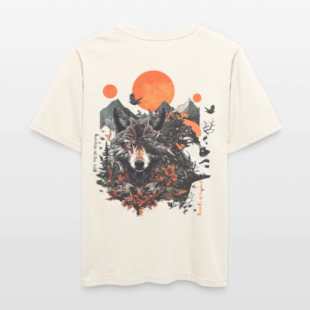 Vaermundis, Wolf, 1st | Essential, Relaxed Fit Unisex Bio T-Shirt - Naturweiß 