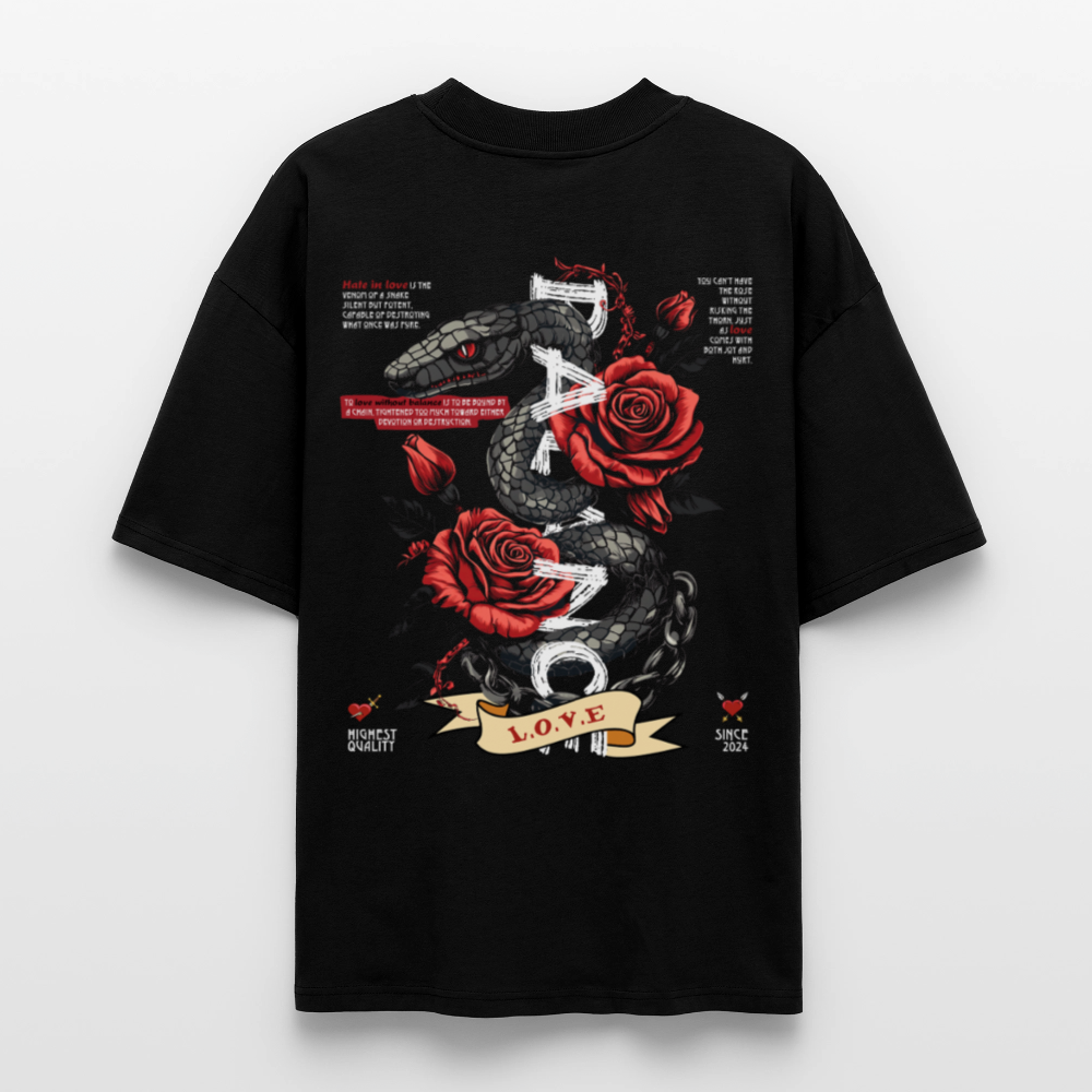 Hephani, Schlange, 1st | Blaster, Oversize Bio T-Shirt, Unisex - Schwarz
