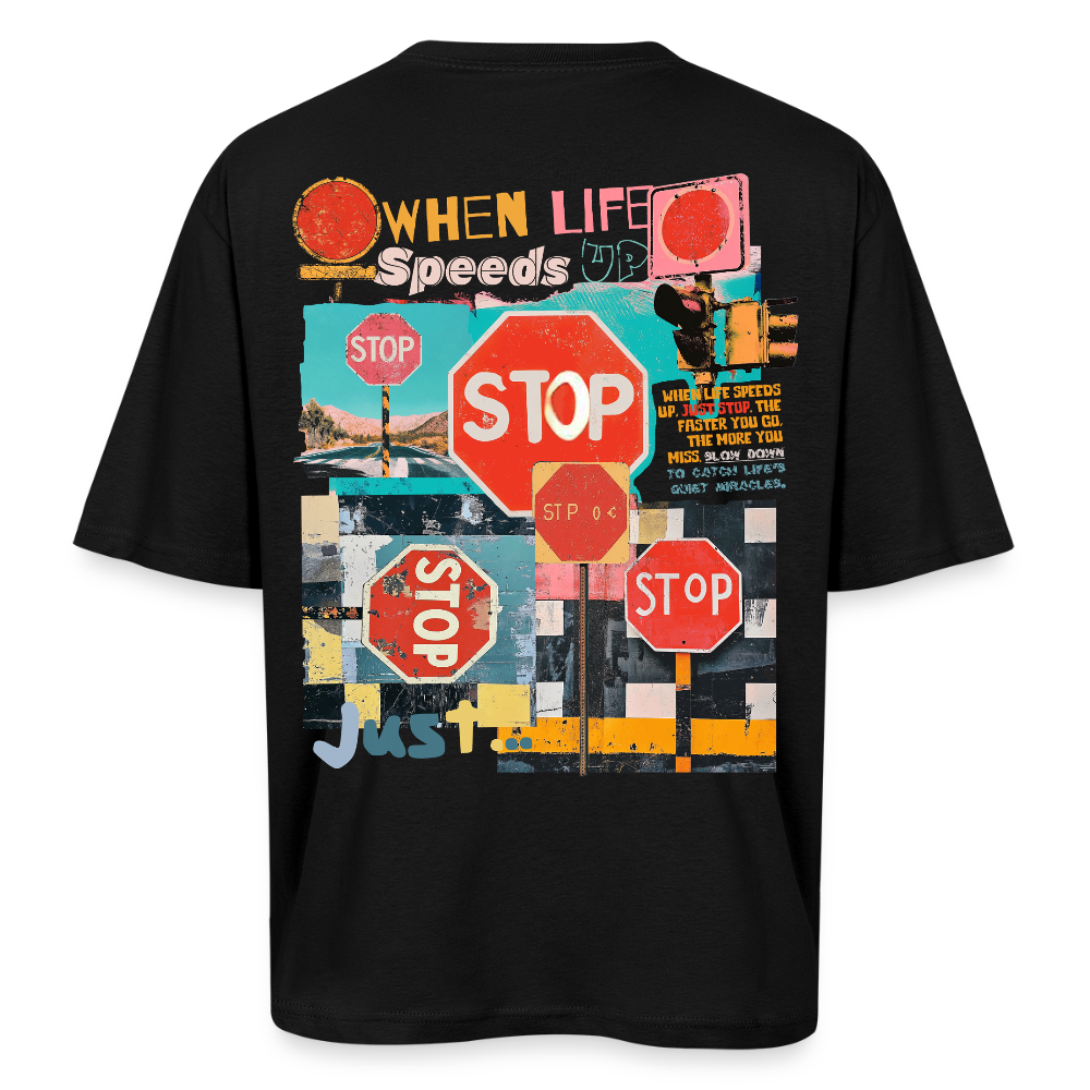 Solvarion, Stopp, 1st | Breezy, Oversized Unisex T-Shirt - Schwarz