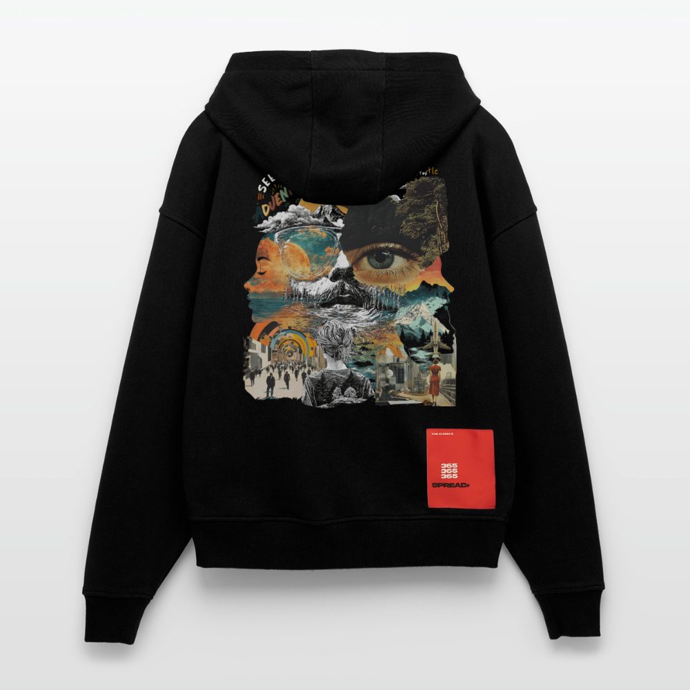 Helian, Frau, 1st | Heavyweight Oversized Bio Zip Hoodie, Unisex - SOLID BLACK