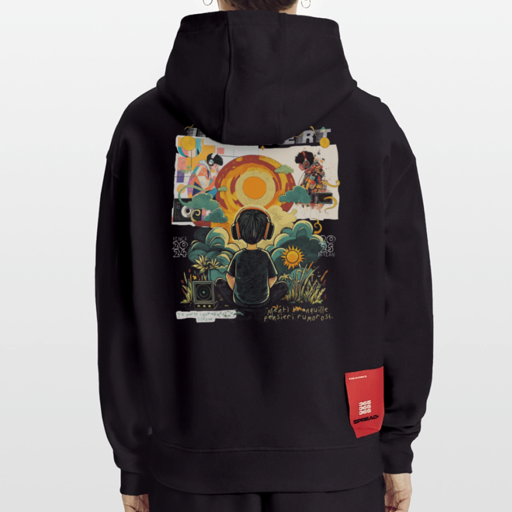 Hermesan, Kindheit, 1st | Heavyweight Oversized Bio Hoodie, Unisex - SOLID BLACK