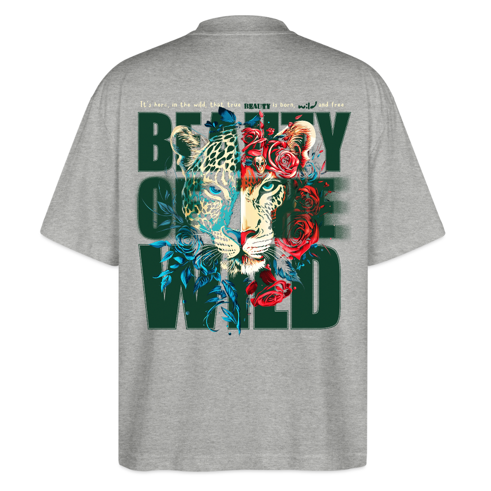 Irise, Leopard, 1st | Blaster, Oversize Bio T-Shirt, Unisex - Grau meliert