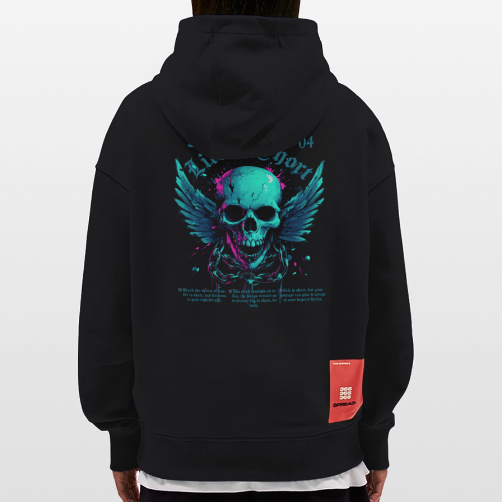 Bishamonten, Totenkopf, 1st | Heavyweight Oversized Bio Hoodie, Unisex - SOLID BLACK