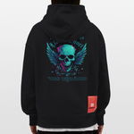 Bishamonten, Totenkopf, 1st | Heavyweight Oversized Bio Hoodie, Unisex - SOLID BLACK