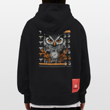 Marid, Eule, 1st | Heavyweight Oversized Bio Hoodie, Unisex - SOLID BLACK