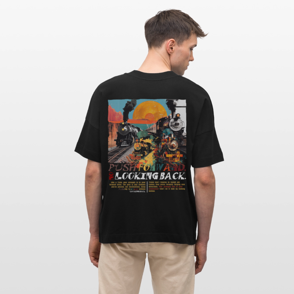 Morphean, Lokomotive, 1st | Blaster, Oversize Bio T-Shirt, Unisex - Schwarz