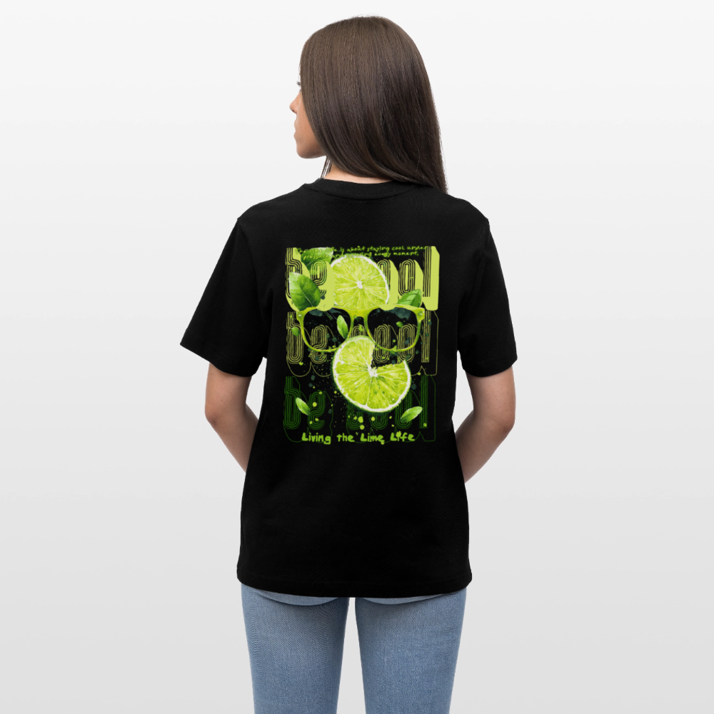 Kali, Limette, 1st | Essential, Relaxed Fit Unisex Bio T-Shirt - Schwarz