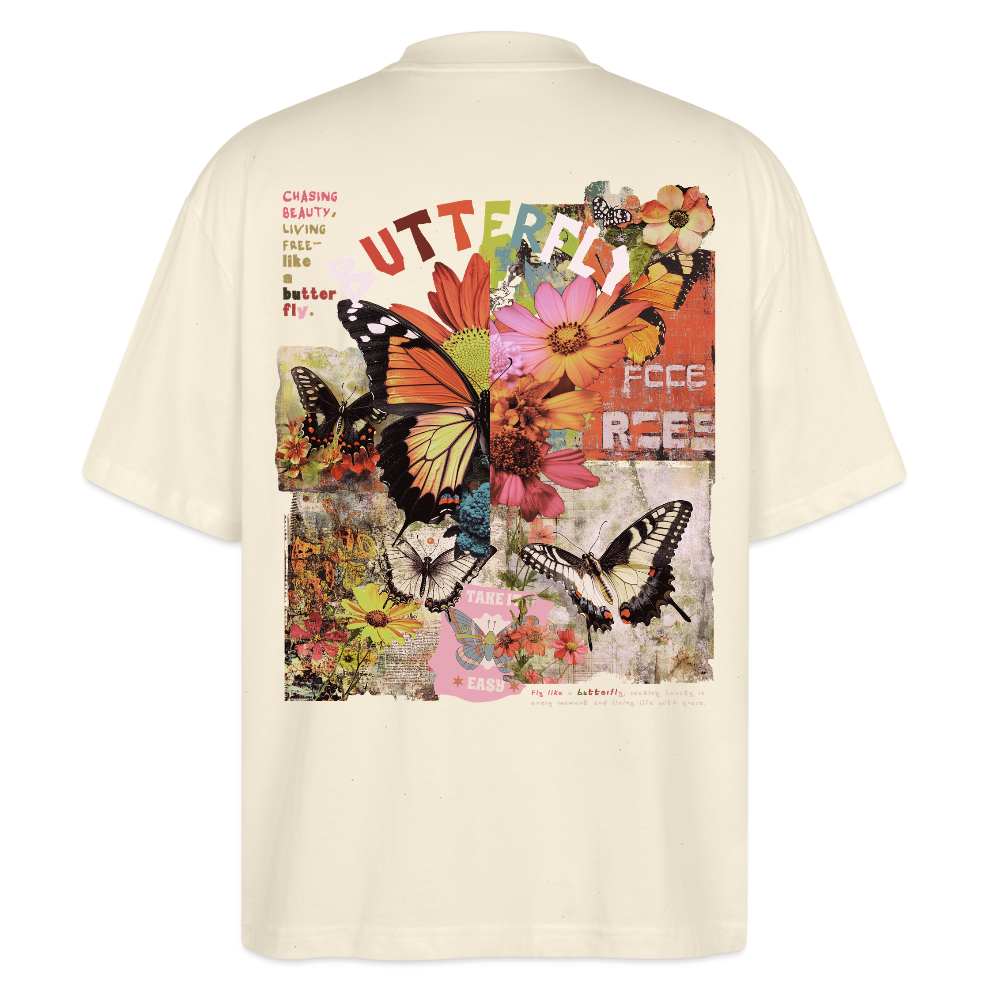 Azaroth, Schmetterling, 1st | Blaster, Oversize Bio T-Shirt, Unisex - Weißgrau
