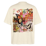 Azaroth, Schmetterling, 1st | Blaster, Oversize Bio T-Shirt, Unisex - Weißgrau