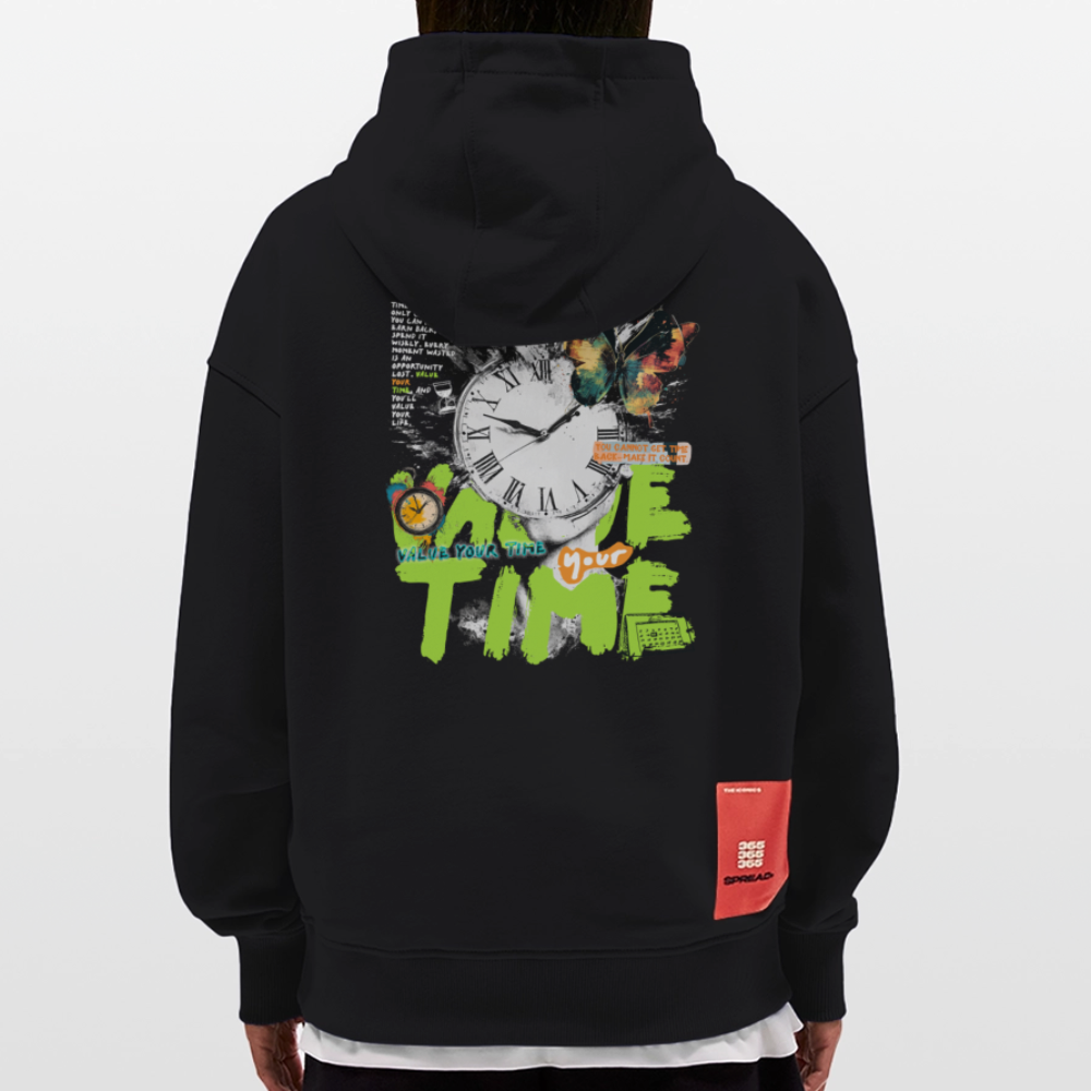 Ifrit, Uhr, 1st | Heavyweight Oversized Bio Hoodie, Unisex - SOLID BLACK