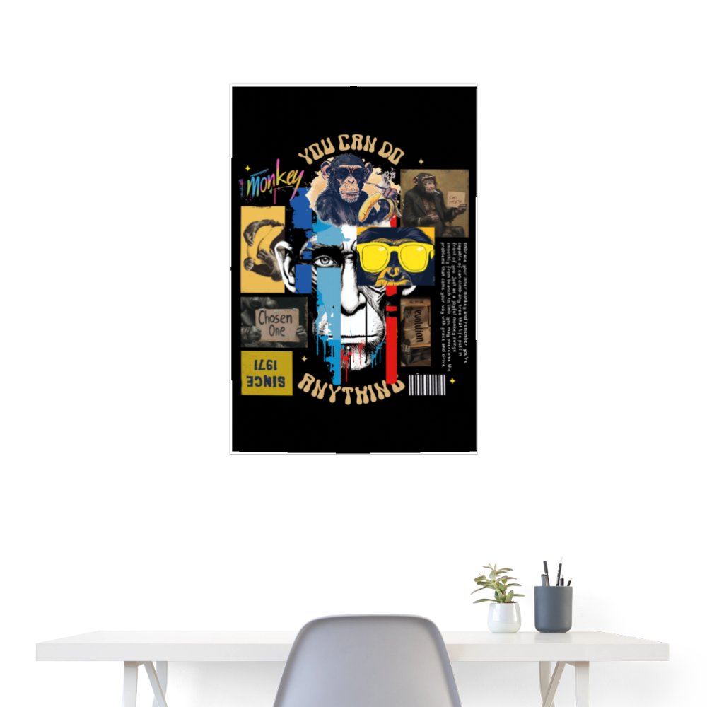 Xurjin, Affe, 1st | Poster 60x90 cm - Weiß