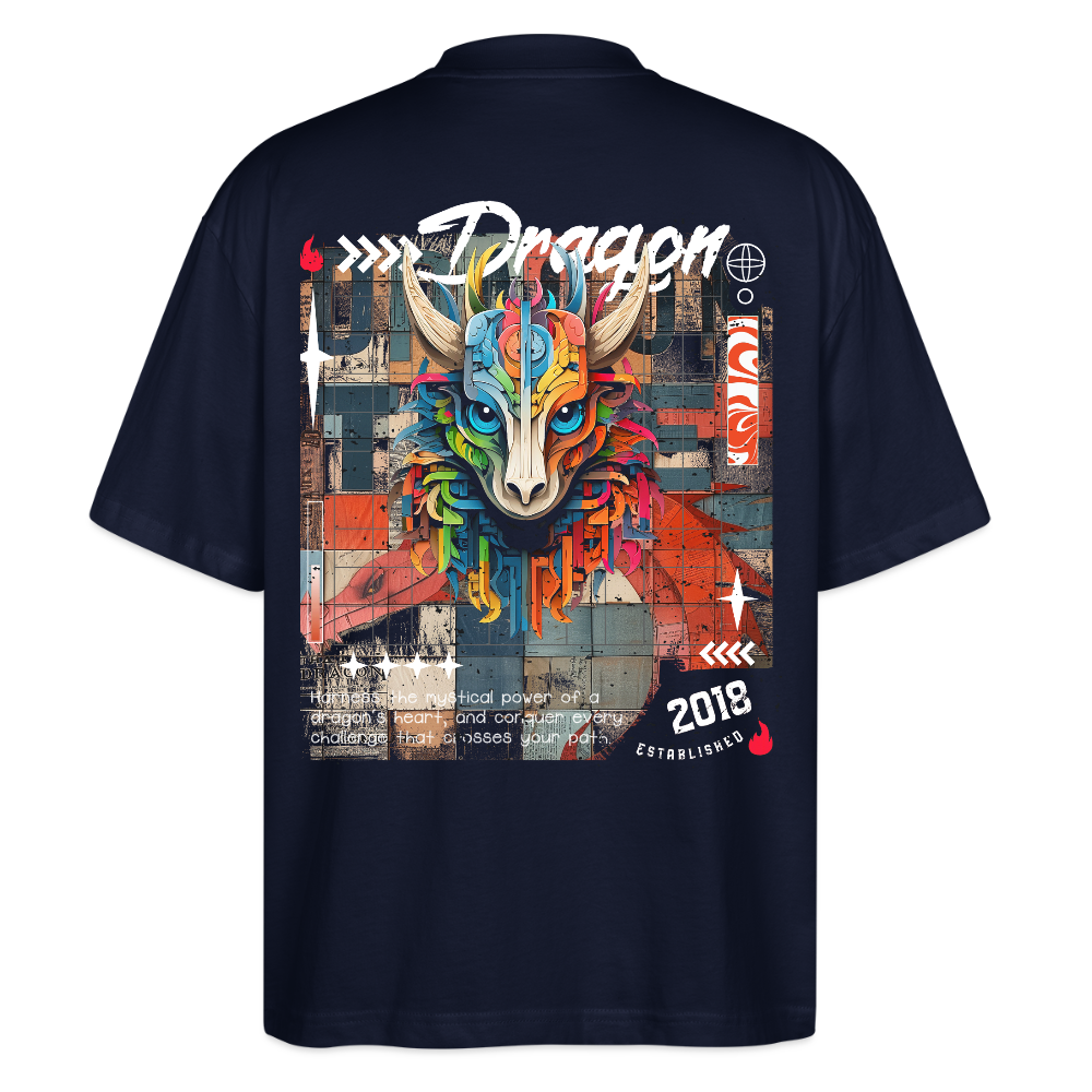 Nezha, Drache, 1st | Blaster, Oversize Bio T-Shirt, Unisex - Navy
