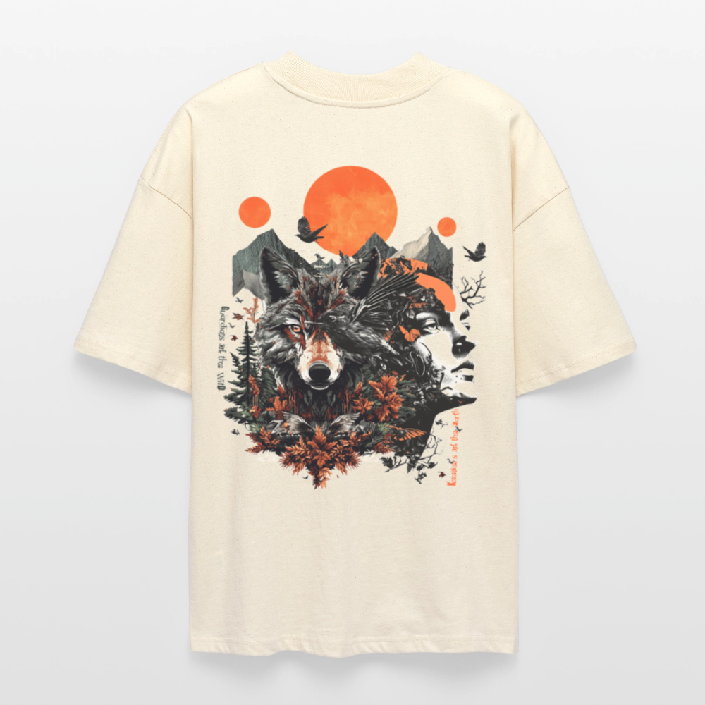 Vaermundis, Wolf, 1st | Blaster, Oversize Bio T-Shirt, Unisex - Weißgrau