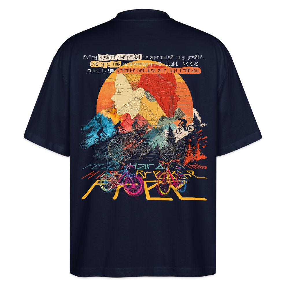 Panos, Fahrrad, 1st | Blaster, Oversize Bio T-Shirt, Unisex - Navy