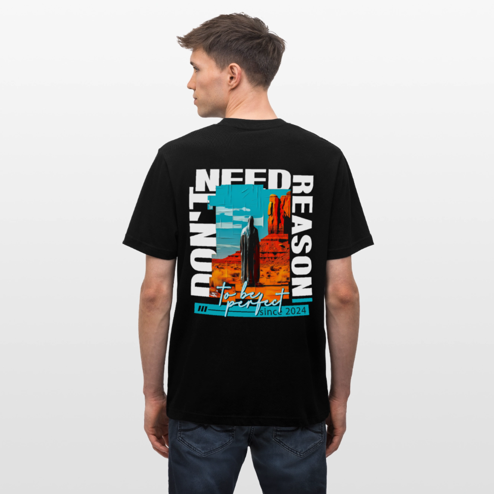 Fuxi, Wüste, 1st | Essential, Relaxed Fit Unisex Bio T-Shirt - Schwarz