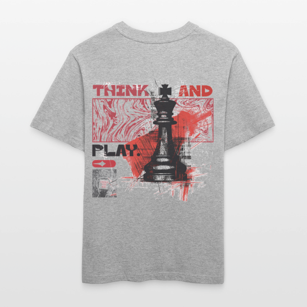 Orionis, Schach, 1st | Essential, Relaxed Fit Unisex Bio T-Shirt - Grau meliert