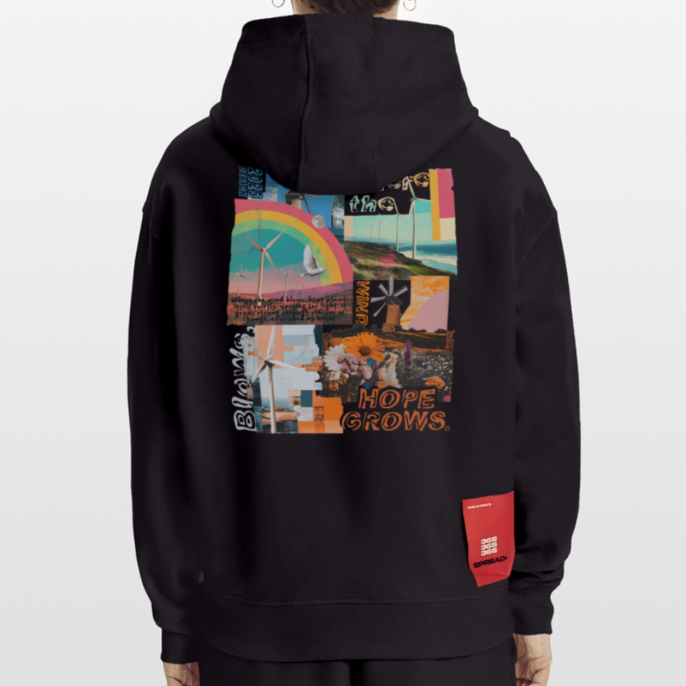 Nyxaris, Windmühle, 1st | Heavyweight Oversized Bio Hoodie, Unisex - SOLID BLACK