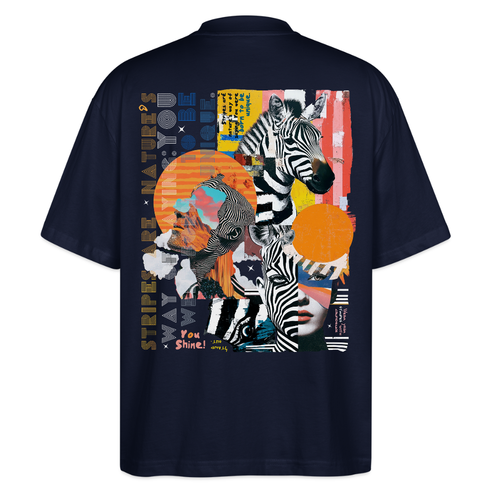 Aresia, Zebra, 1st | Blaster, Oversize Bio T-Shirt, Unisex - Navy