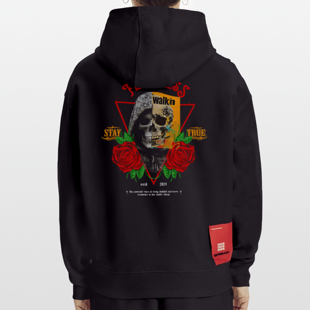 Şoreşvan, Totenkopf, 1st | Heavyweight Oversized Bio Hoodie, Unisex - SOLID BLACK