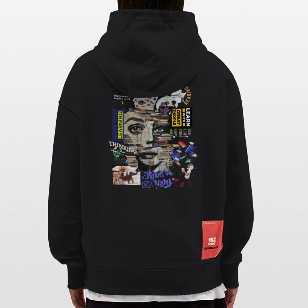 Tianlong, Gesicht, 1st | Heavyweight Oversized Bio Hoodie, Unisex - SOLID BLACK