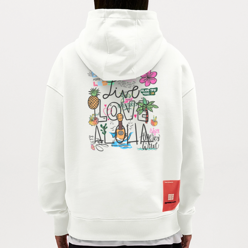 Draevenor, Blumen, 1st | Heavyweight Oversized Bio Hoodie, Unisex - OFF WHITE