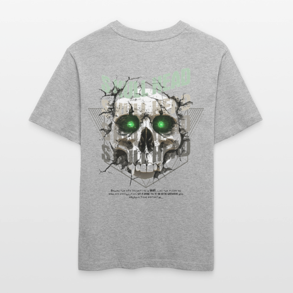 Gliesaron, Totenkopf, 1st | Essential, Relaxed Fit Unisex Bio T-Shirt - Grau meliert