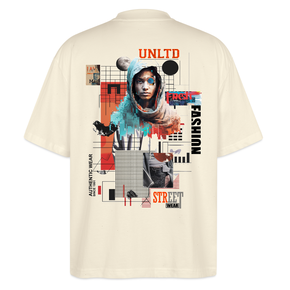 Celestrion, Cyborg, 1st | Blaster, Oversize Bio T-Shirt, Unisex - Weißgrau