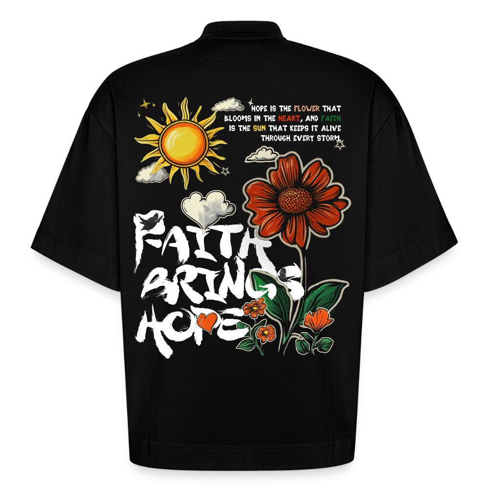 Odin , Blume, 1st | Boxy, Heavyweight Bio T-Shirt, Unisex - SOLID BLACK