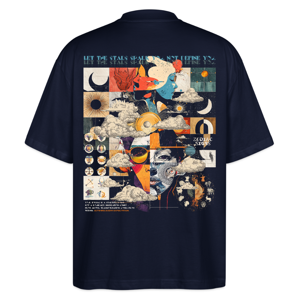 Hekatean, Sternzeichen, 1st | Blaster, Oversize Bio T-Shirt, Unisex - Navy