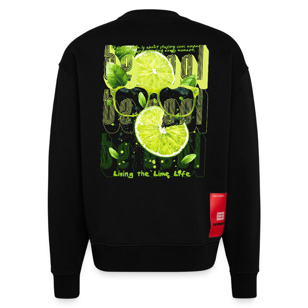 Kali, Limette, 1st | Heavyweight Oversized Bio Sweater, Unisex - SOLID BLACK