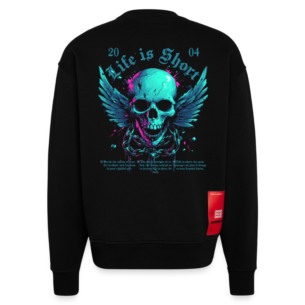 Bishamonten, Totenkopf, 1st | Heavyweight Oversized Bio Sweater, Unisex - SOLID BLACK