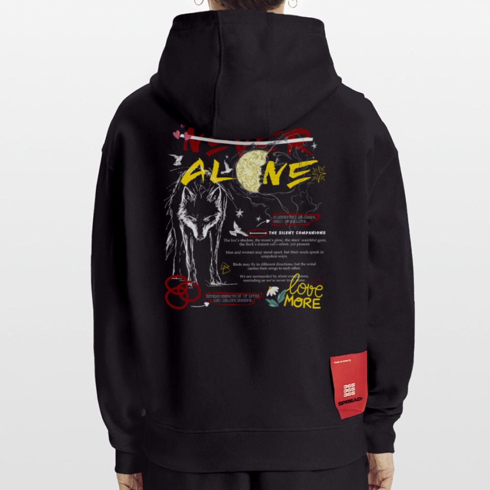 Diony, Wolf, 1st | Heavyweight Oversized Bio Hoodie, Unisex - SOLID BLACK