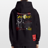 Diony, Wolf, 1st | Heavyweight Oversized Bio Hoodie, Unisex - SOLID BLACK