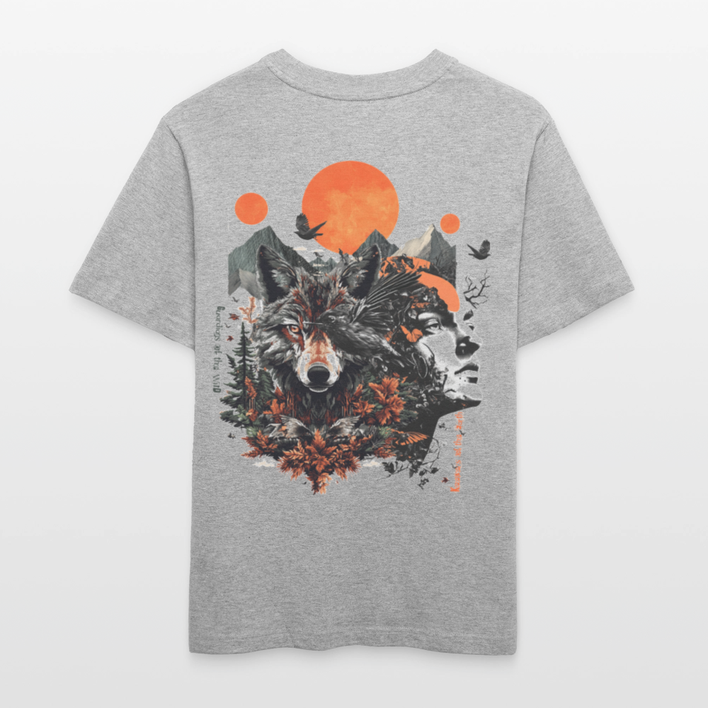 Vaermundis, Wolf, 1st | Essential, Relaxed Fit Unisex Bio T-Shirt - Grau meliert