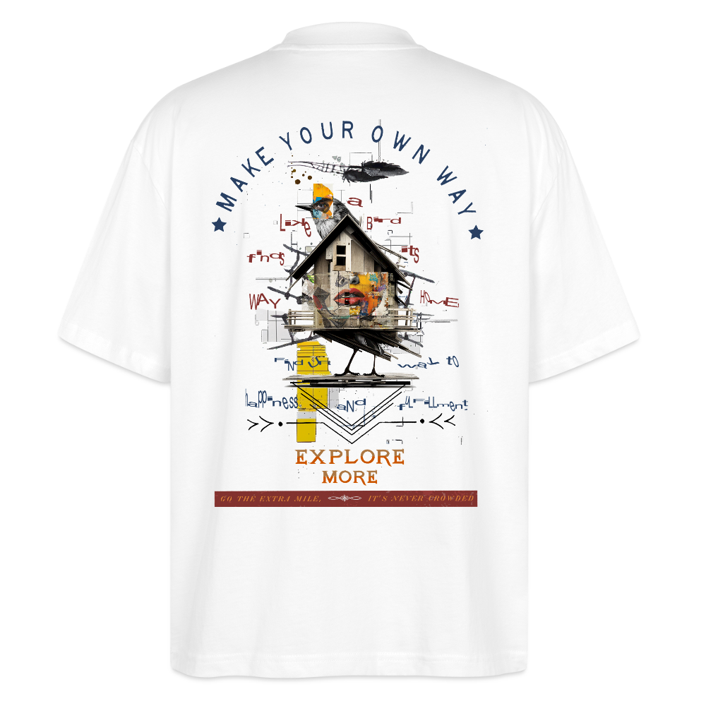 Durnamar, Vogel, 1st | Blaster, Oversize Bio T-Shirt, Unisex - Weiß