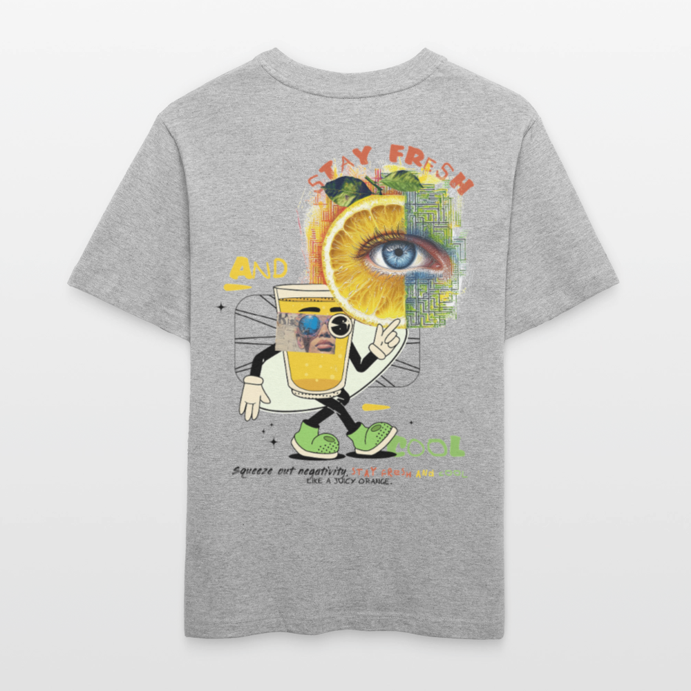Neptaros, Zitrone, 1st | Essential, Relaxed Fit Unisex Bio T-Shirt - Grau meliert