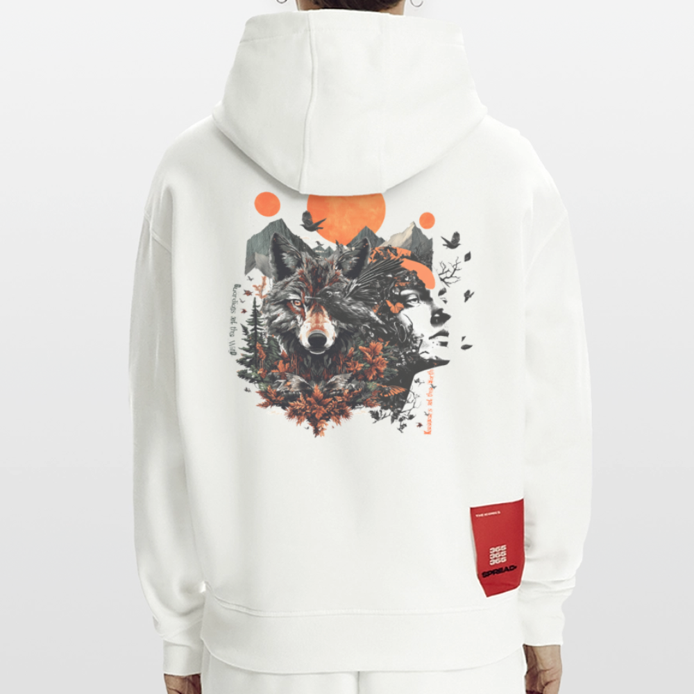 Vaermundis, Wolf, 1st | Heavyweight Oversized Bio Hoodie, Unisex - OFF WHITE