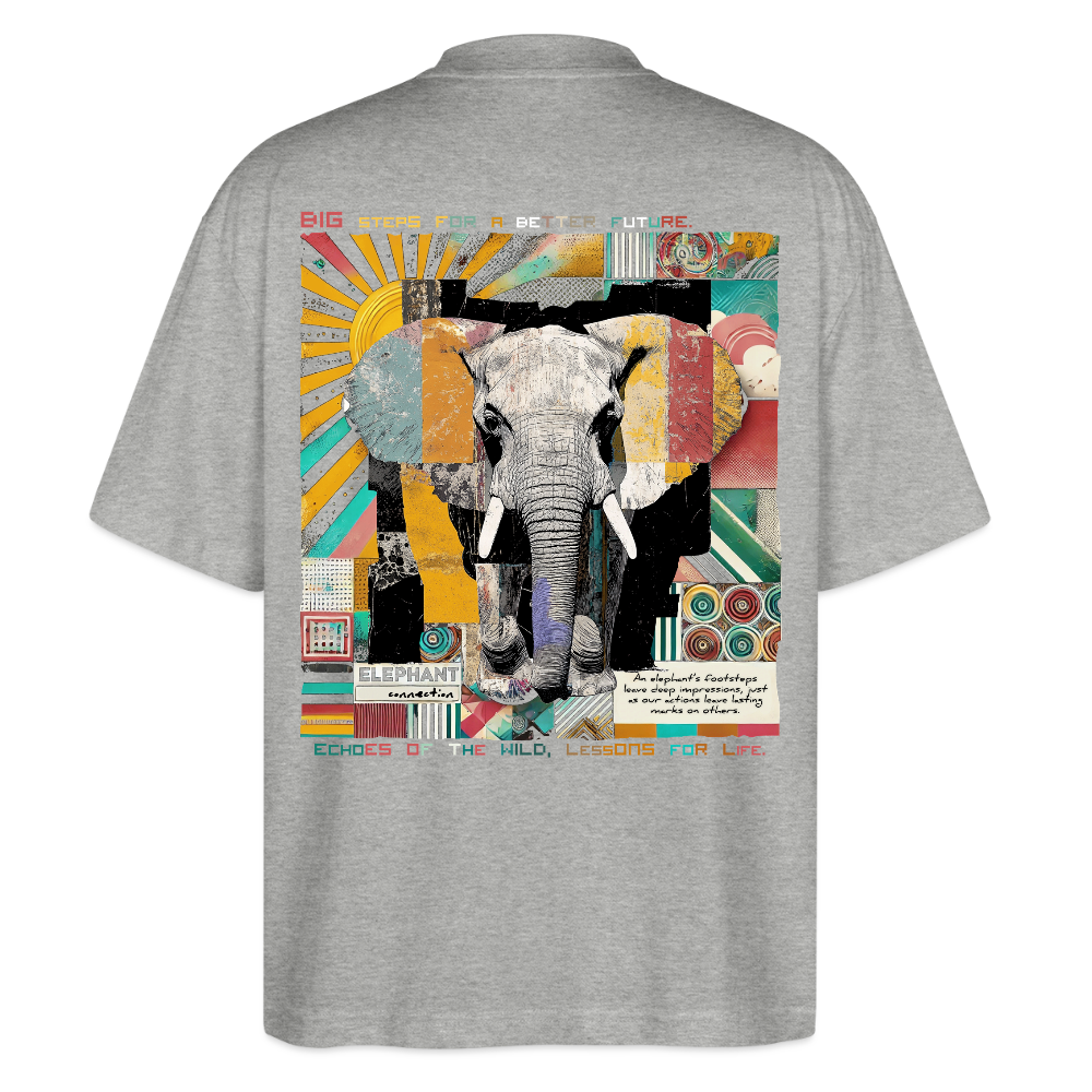 Thanatain, Elefant, 1st | Blaster, Oversize Bio T-Shirt, Unisex - Grau meliert