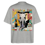 Thanatain, Elefant, 1st | Blaster, Oversize Bio T-Shirt, Unisex - Grau meliert
