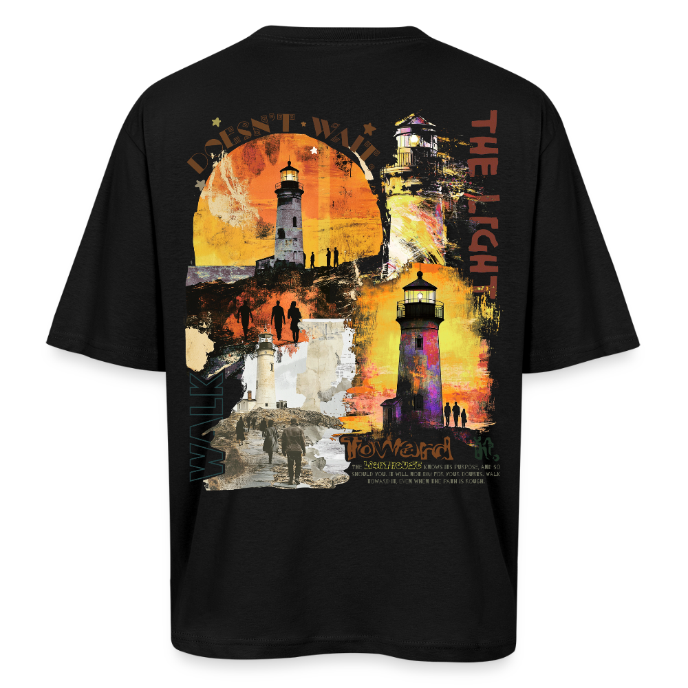Morian, Leuchtturm, 1st | Breezy, Oversized Unisex T-Shirt - Schwarz